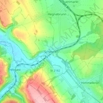 Schlömen topographic map, elevation, terrain