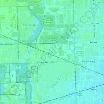 North Riverside topographic map, elevation, terrain