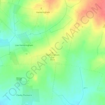 Hameringham Top topographic map, elevation, terrain