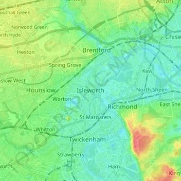 Isleworth topographic map, elevation, terrain