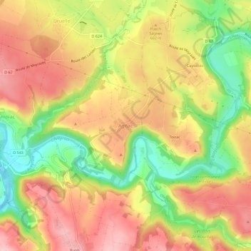 Agnac topographic map, elevation, terrain