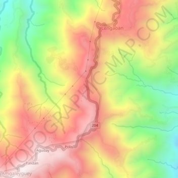 Lengaoan topographic map, elevation, terrain
