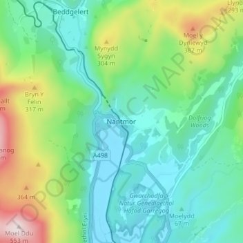 Nantmor topographic map, elevation, terrain