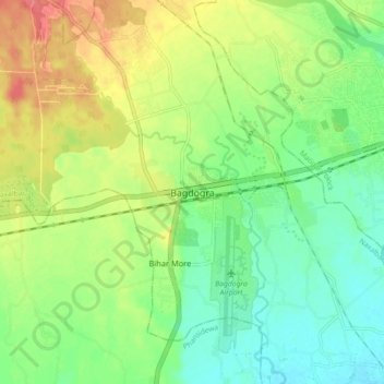 Bagdogra topographic map, elevation, terrain