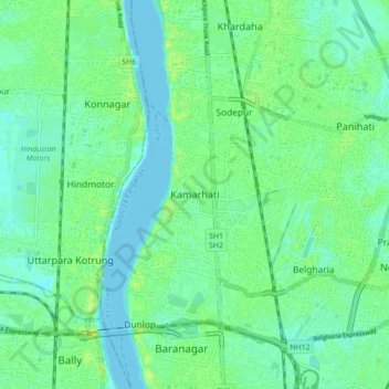 Kamarhati topographic map, elevation, terrain