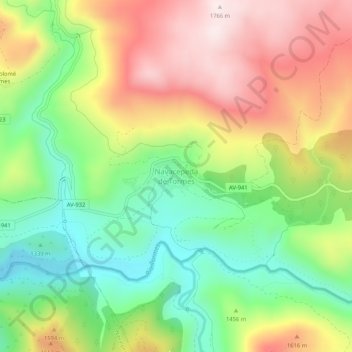 Navacepeda de Tormes topographic map, elevation, terrain