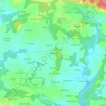 Kergarenne topographic map, elevation, terrain