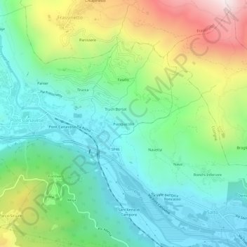 Piangiacolin topographic map, elevation, terrain
