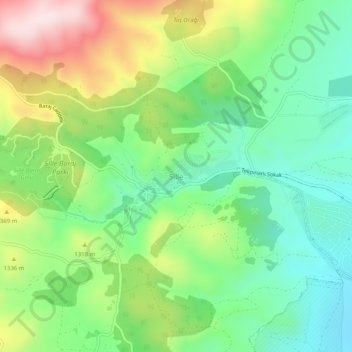Sille topographic map, elevation, terrain