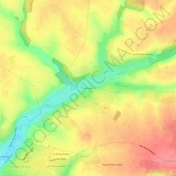 Monvalet topographic map, elevation, terrain