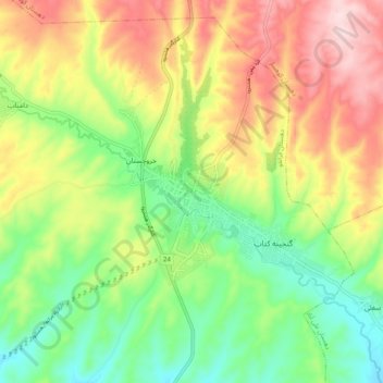 Hashtrud topographic map, elevation, terrain