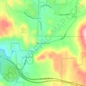 Descanso Junction topographic map, elevation, terrain