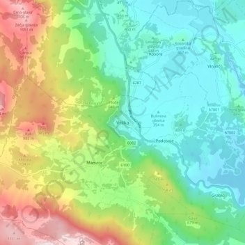 Vrlika topographic map, elevation, terrain