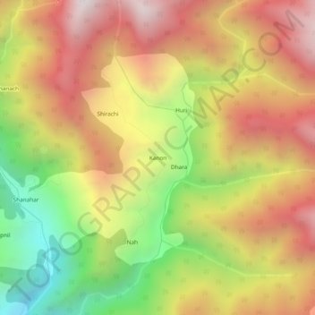 Kanon topographic map, elevation, terrain