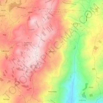 Alfarela topographic map, elevation, terrain