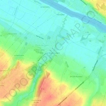 Le Moulin Godard topographic map, elevation, terrain