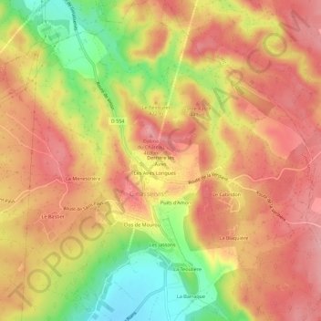Derrière les Aires topographic map, elevation, terrain