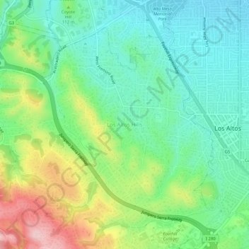 Los Altos Hills topographic map, elevation, terrain