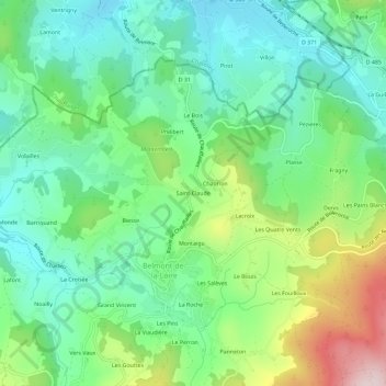 Saint-Claude topographic map, elevation, terrain