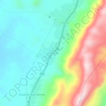 Woadze topographic map, elevation, terrain