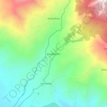 Guadalajara topographic map, elevation, terrain