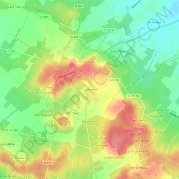 La Roche topographic map, elevation, terrain