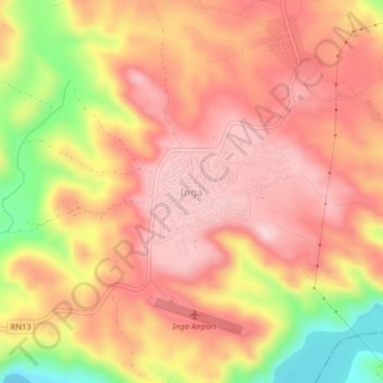 Inga topographic map, elevation, terrain