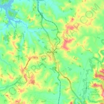 Wellsford topographic map, elevation, terrain