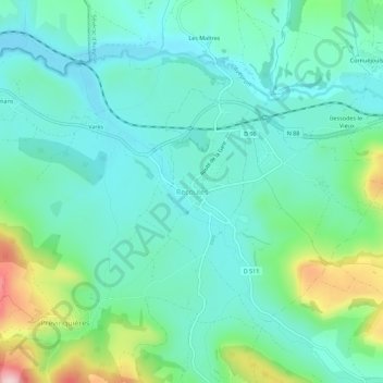 Recoules topographic map, elevation, terrain