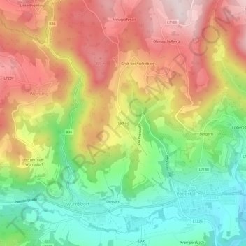 Sading topographic map, elevation, terrain