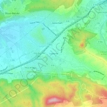 Cavaillarde topographic map, elevation, terrain