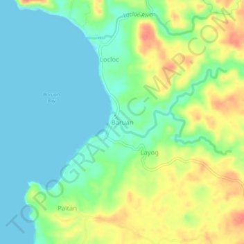 Baruan topographic map, elevation, terrain