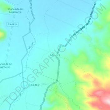 Malcas topographic map, elevation, terrain