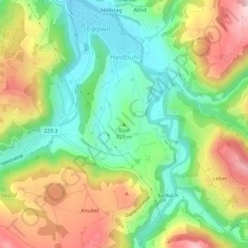 Büel topographic map, elevation, terrain