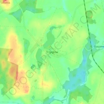Trzygłów topographic map, elevation, terrain