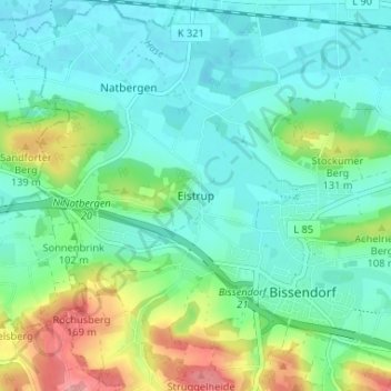 Eistrup topographic map, elevation, terrain