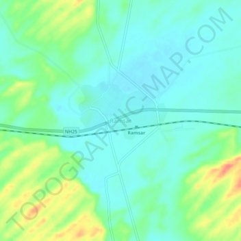 Ramsar topographic map, elevation, terrain