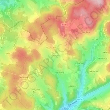 L'Aulagnier topographic map, elevation, terrain