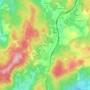 Népoulas topographic map, elevation, terrain