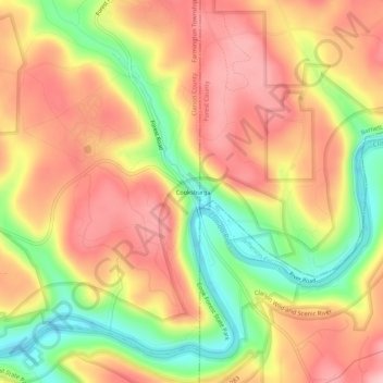 Cooksburg topographic map, elevation, terrain