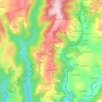 Lestrade topographic map, elevation, terrain