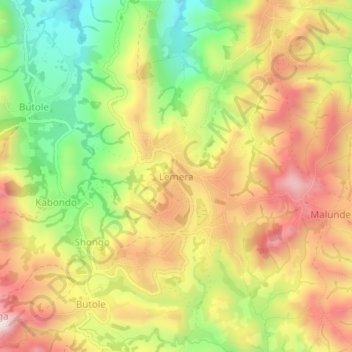 Lemera topographic map, elevation, terrain