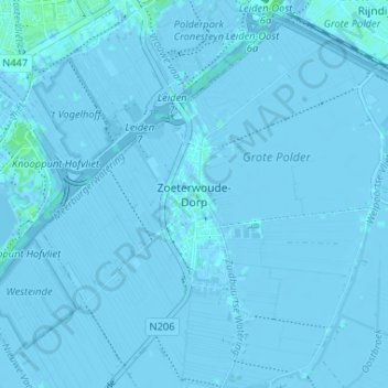 Zoeterwoude-Dorp topographic map, elevation, terrain