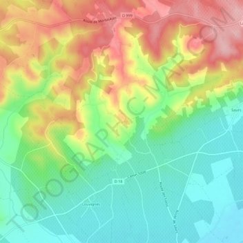 Montaigut topographic map, elevation, terrain
