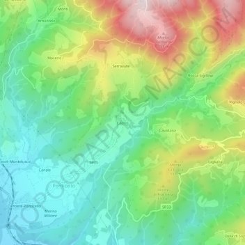Caprio topographic map, elevation, terrain
