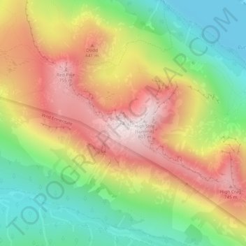 High Stile (Wainwright) topographic map, elevation, terrain