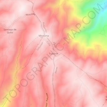 Tzalaron topographic map, elevation, terrain