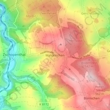 Waldkirchen topographic map, elevation, terrain
