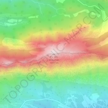 Pic des Mouches topographic map, elevation, terrain