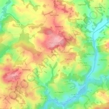 Lachaud topographic map, elevation, terrain